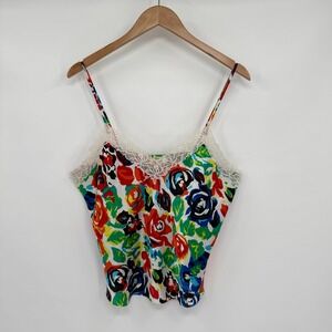 Victoria's Secret Vtg Gold Tag Colorful Floral Lace Camisole Women's Sz L